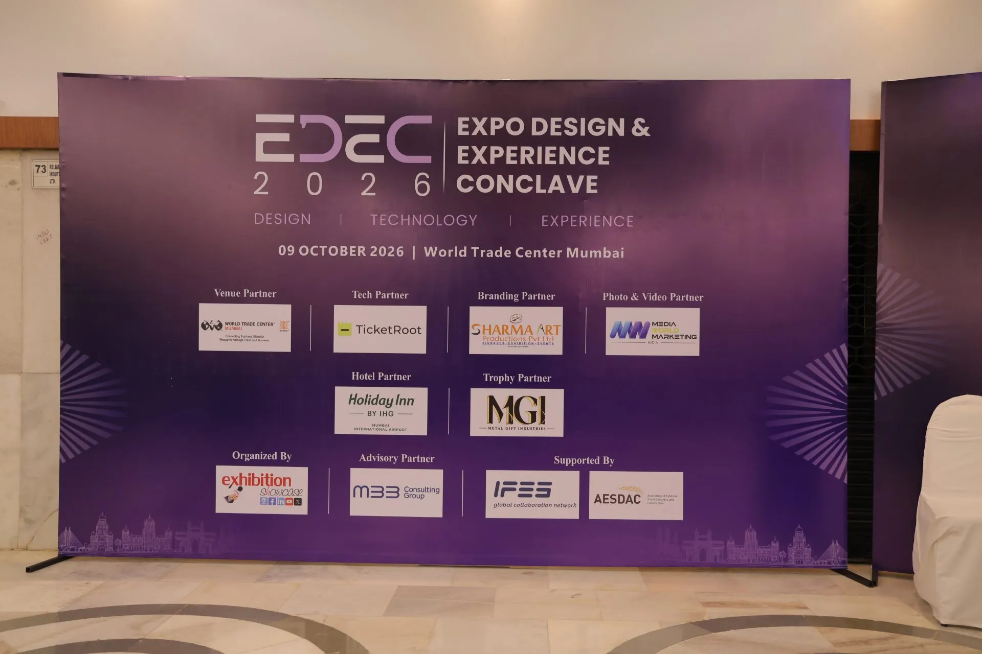 The EDEC 2026 partner backdrop, listing TicketRoot as tech partner