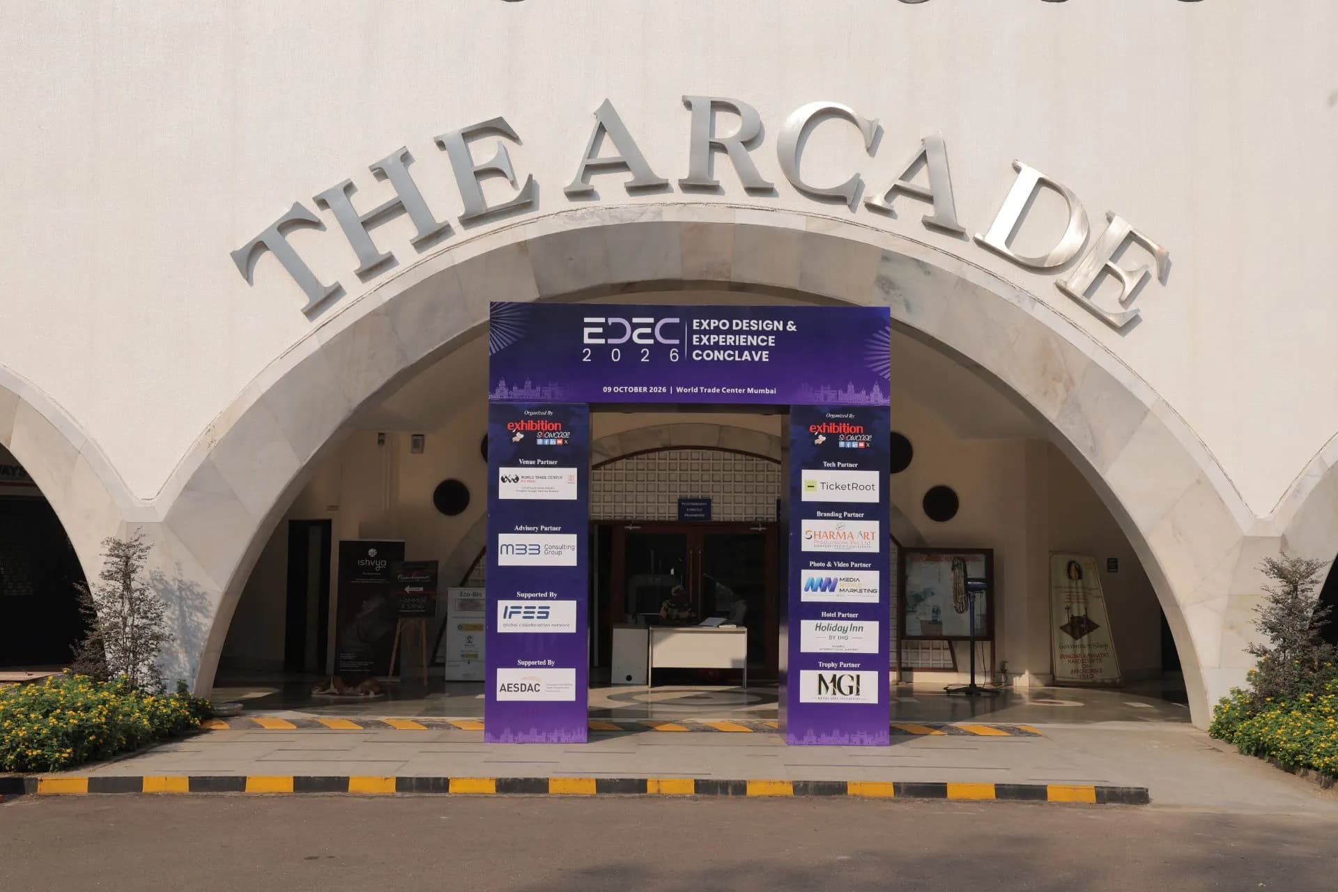 The EDEC 2026 entrance arch at The Arcade, World Trade Centre, Mumbai